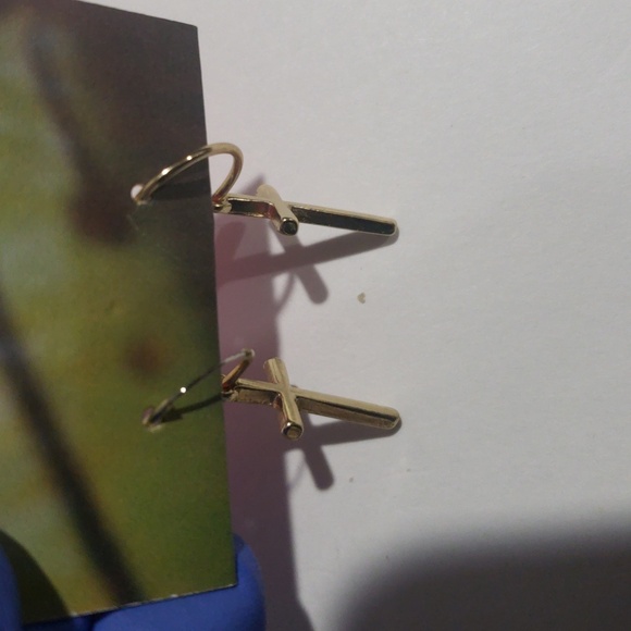Urban Outfitters Gold tone Hoop Cross Drop Earrings - Women's Fashion Jewelry - Picture 6 of 6
